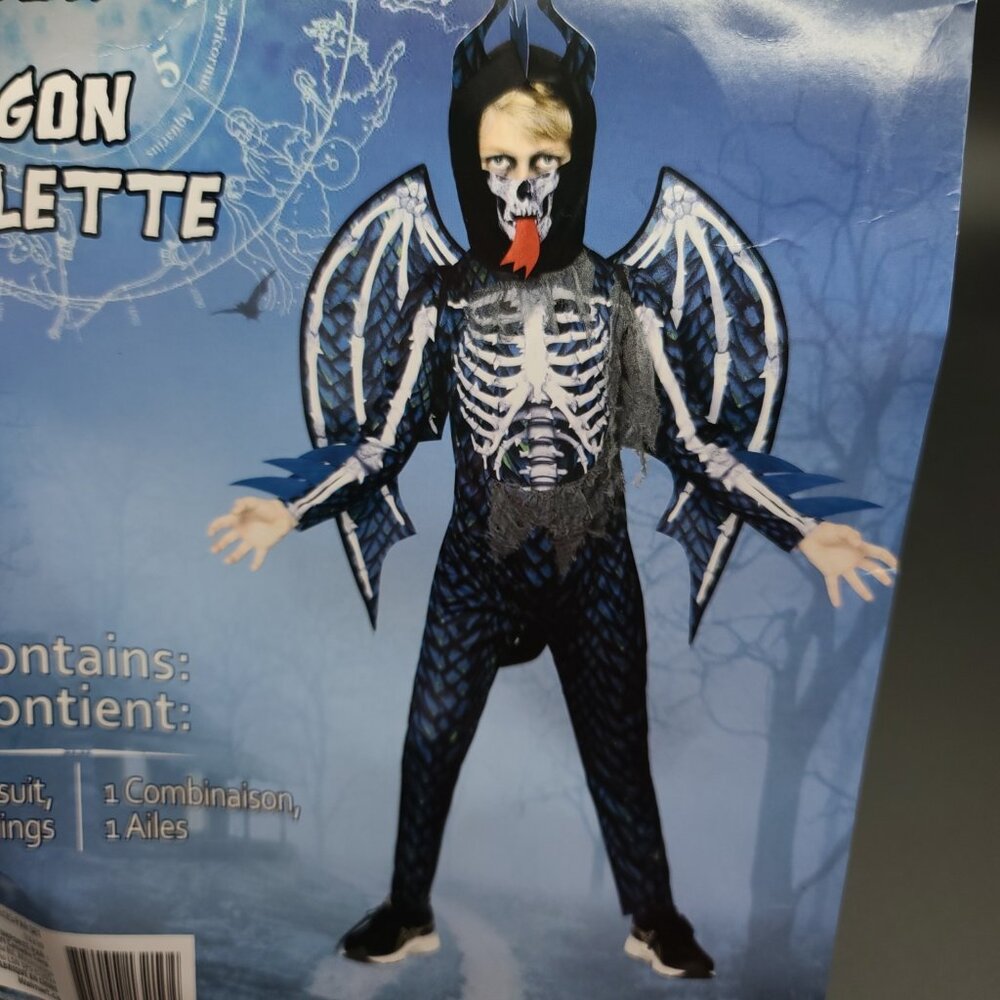 Spooky Dragon Skeleton Boys Dress Up Costume , One Size, NWT
